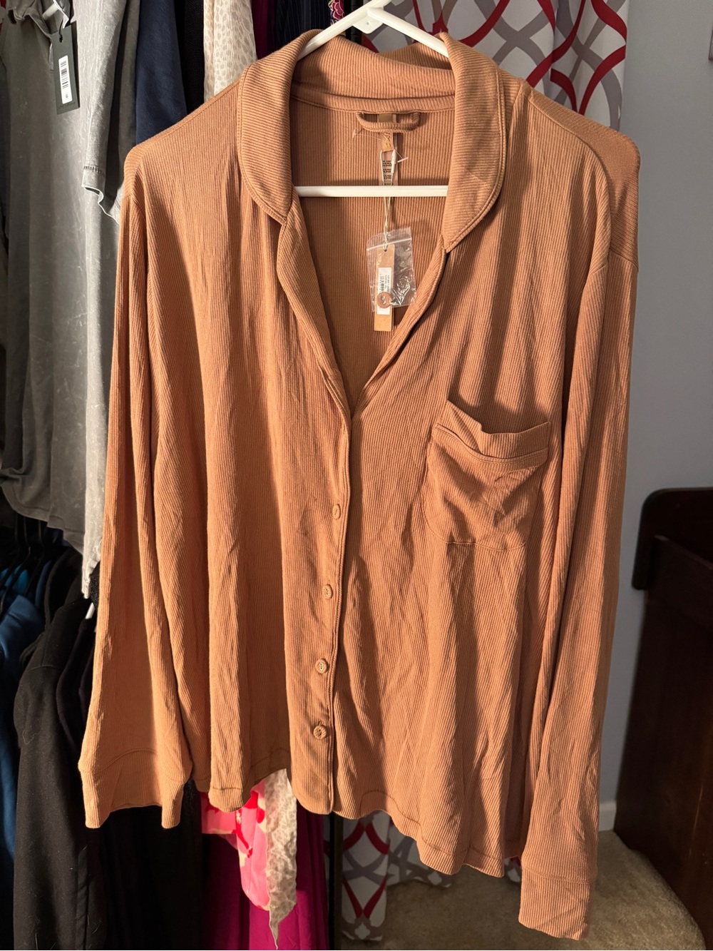 SKIMS Relaxed Button-Front Shirt in Camel